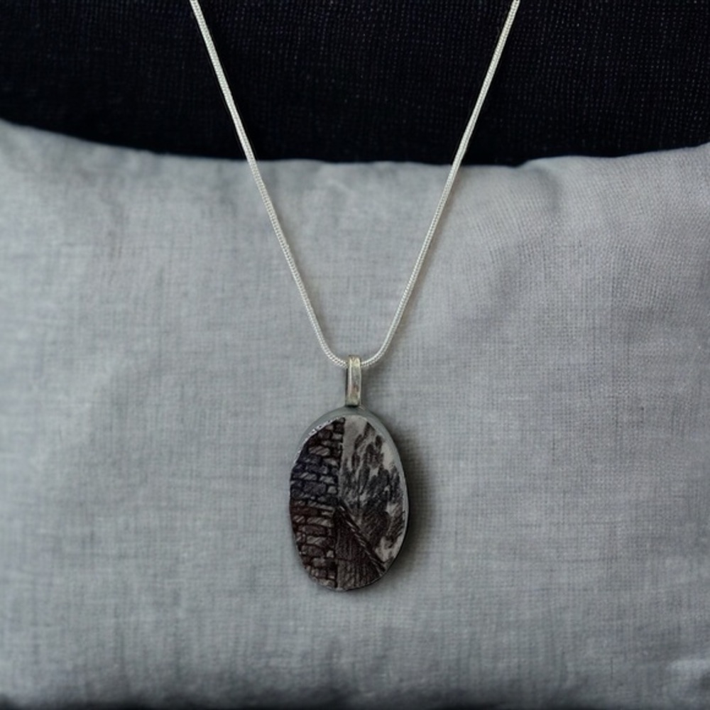 One of a kind broken china necklace